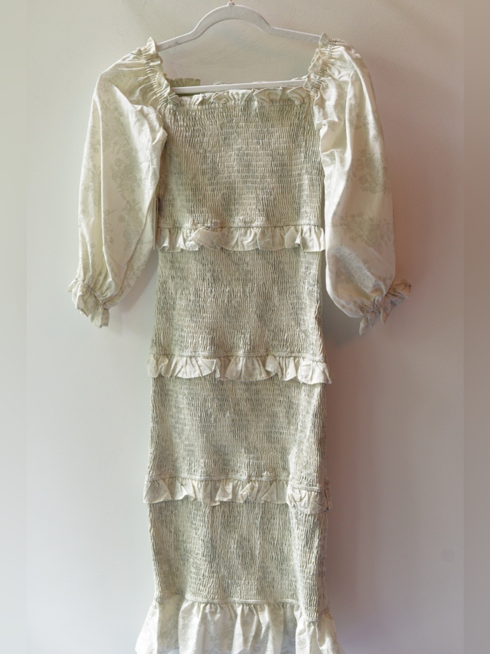Worth Collective, Chloe Smocked Midi Dress XS P2P 14” | 512